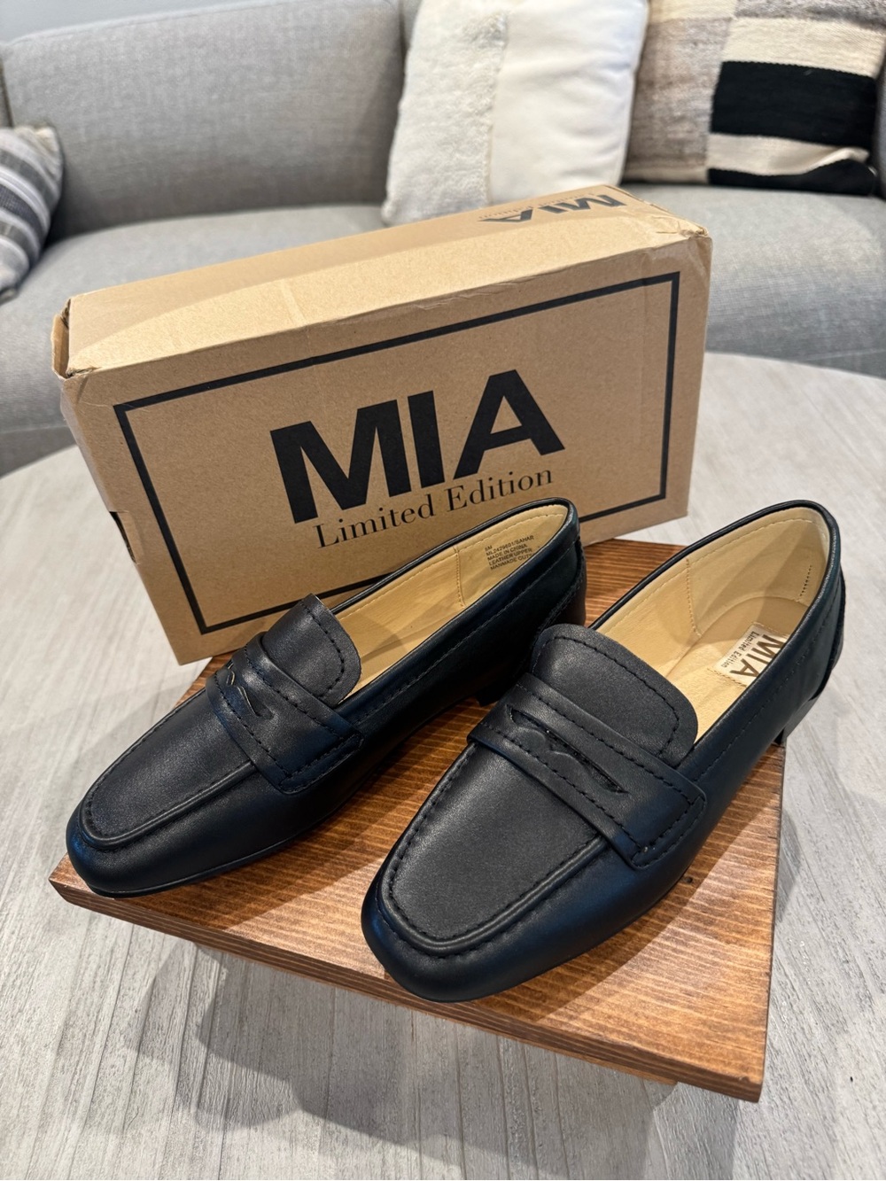 MIA Black slip on leather flats for Women